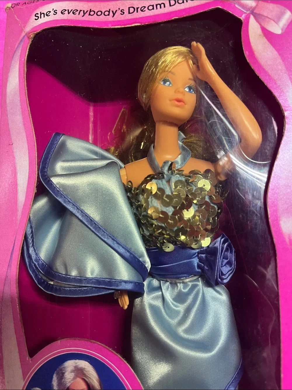 Mattel Dream Date PJ Doll in Satin Blue Gown with Sequin Bodice